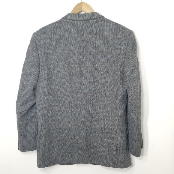 Vintage Wm.H.Leishman 100% Lambs Wool Herringbone Blazer Lined Pockets Professor - Picture 5 of 11